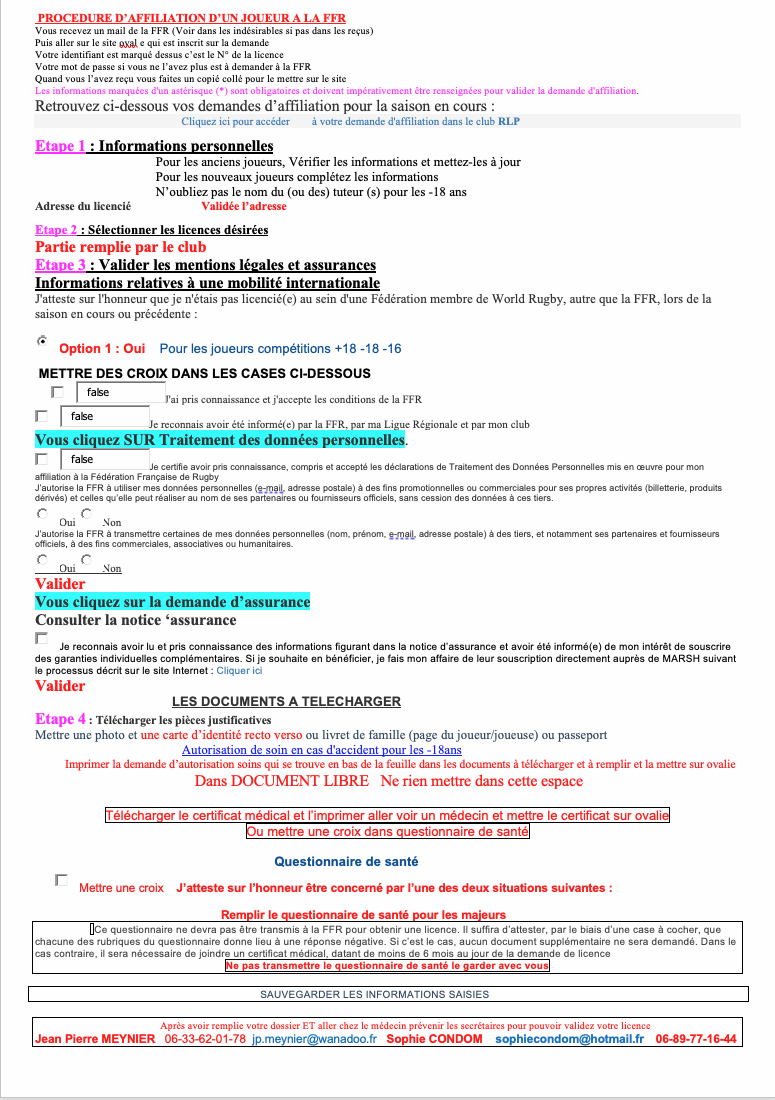 Affiliation Majeur
